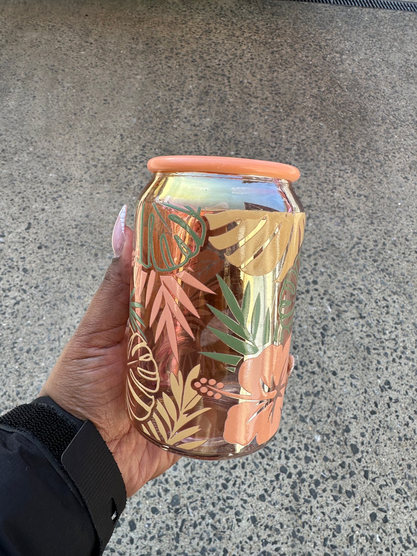 Tropical Monsterra Glass Cup